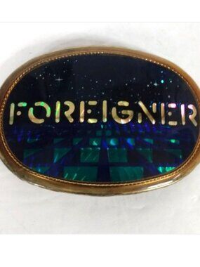 Vtg Foreigner Belt Buckle Prism Holographic Pacifica 1977 Classic Rock Music